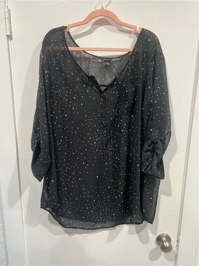 torrid Black Star Print Henley Blouse